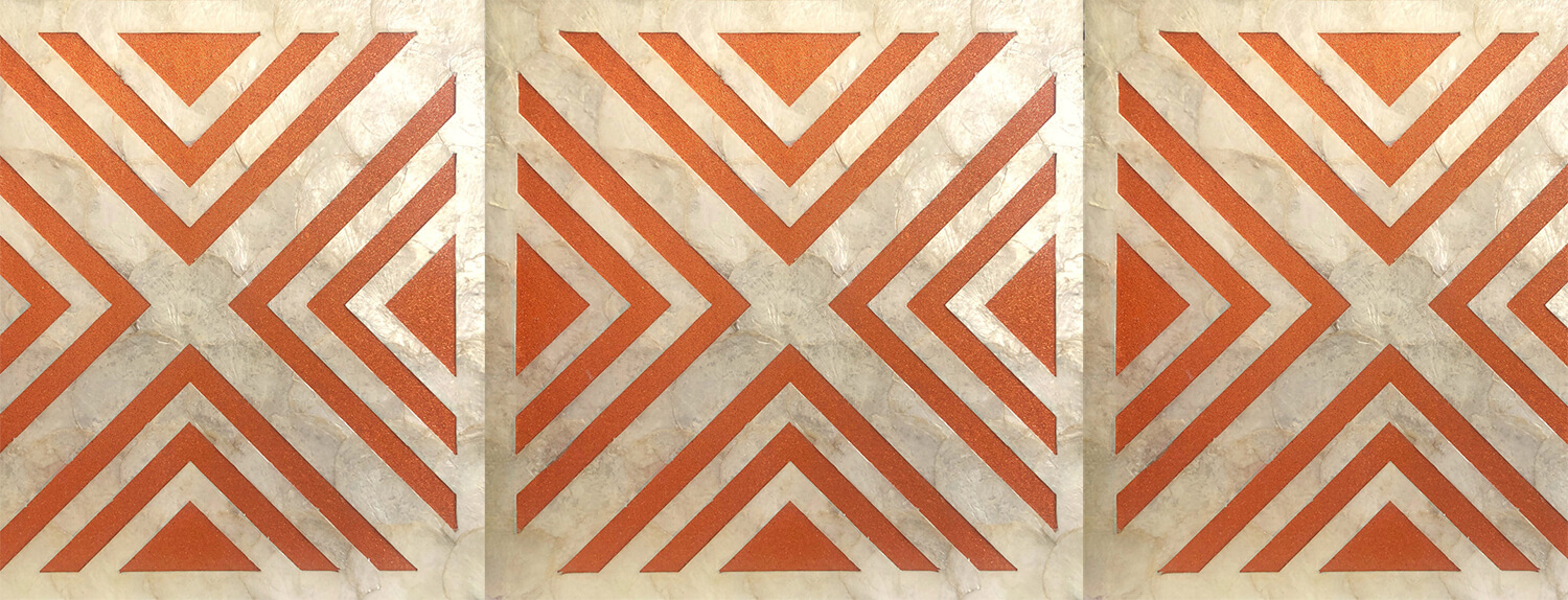Wall covering WallFace handcrafted with real shells LU05 CAPIZ cream copper bronze