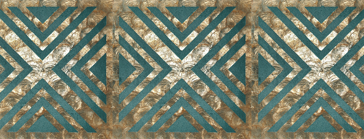 Wall covering WallFace handcrafted with real shells LU010 CAPIZ gold blue