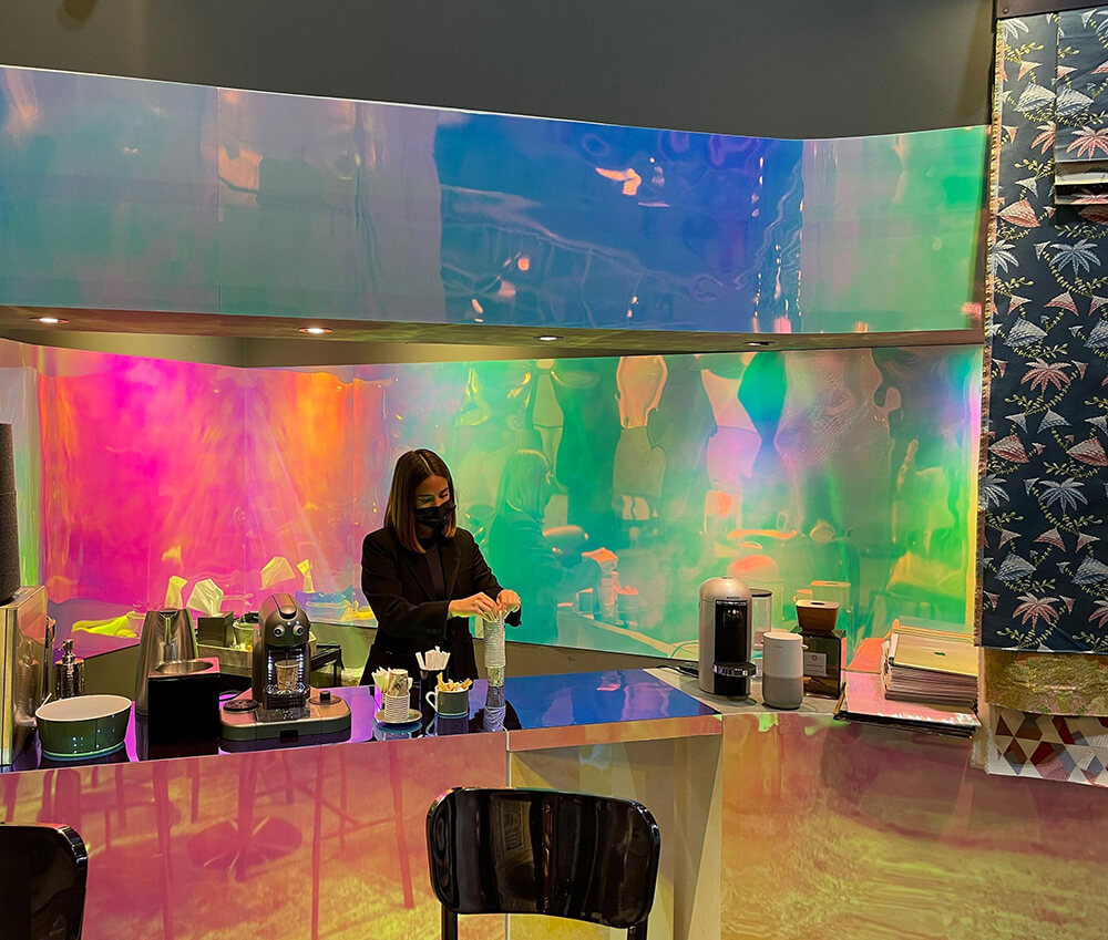 Wall panel WallFace mirror look 21272 Hollywood Blue self-adhesive blue purple Wall panel WallFace mirror look 21272 Hollywood Blue self-adhesive blue purple