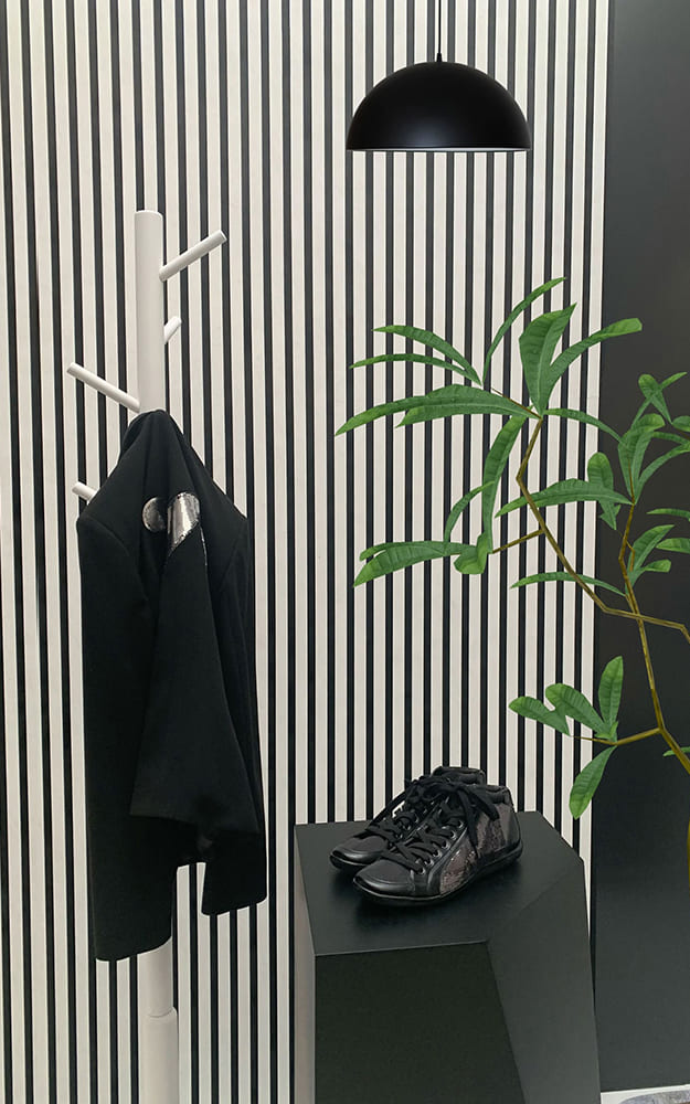 Acoustic Panel WallFace slatted look 30681 Chalk Light white black Acoustic Panel WallFace slatted look 30681 Chalk Light white black