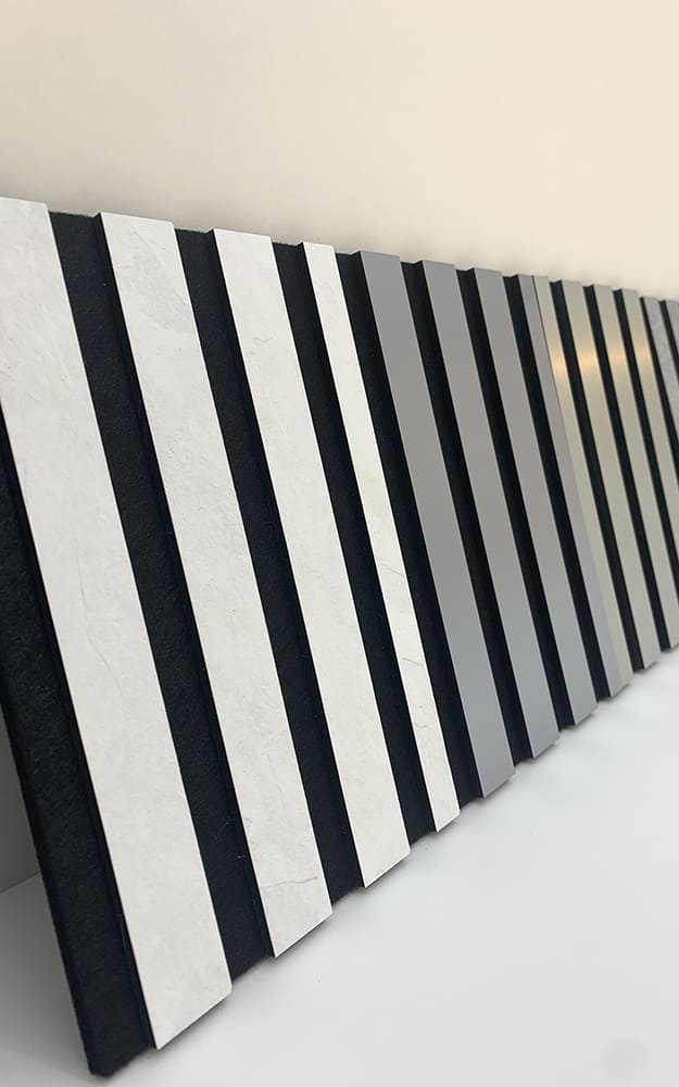 Acoustic Panel WallFace slatted look 30709 Silver brushed silver black Acoustic Panel WallFace slatted look 30709 Silver brushed silver black