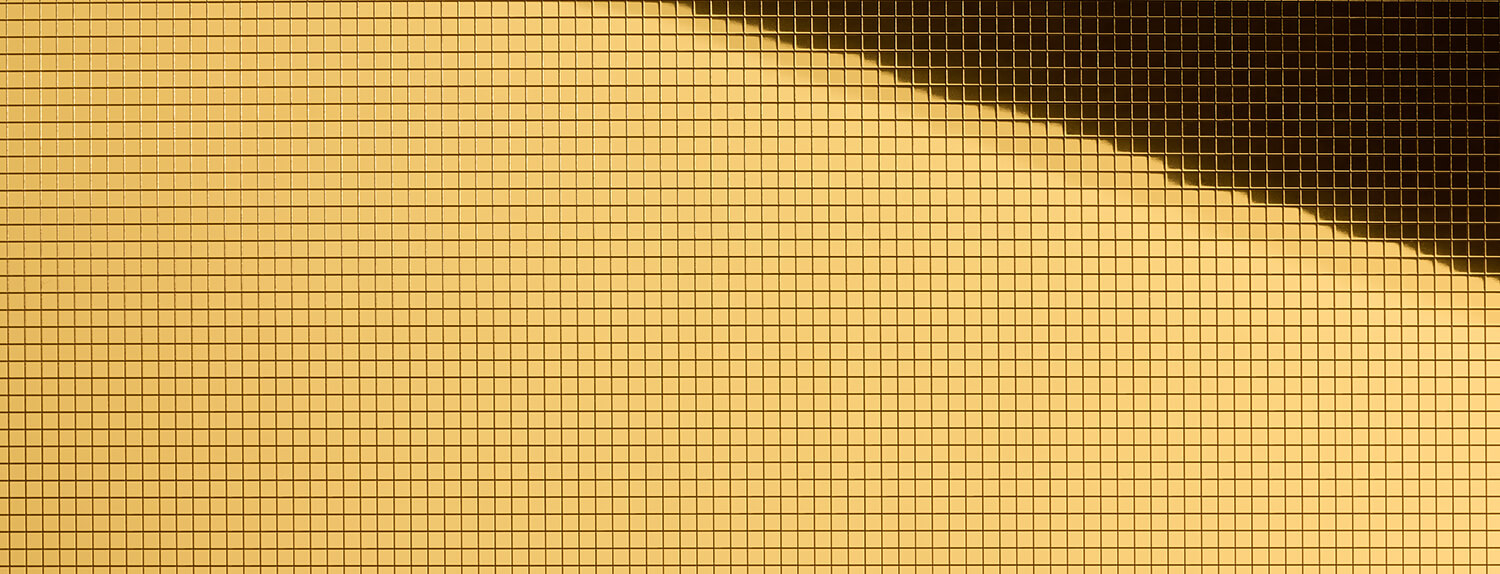 Panel decorativo WallFace espejo mosaico aspecto metal 27373 Gold 5×5 autoadhesivo flexible oro