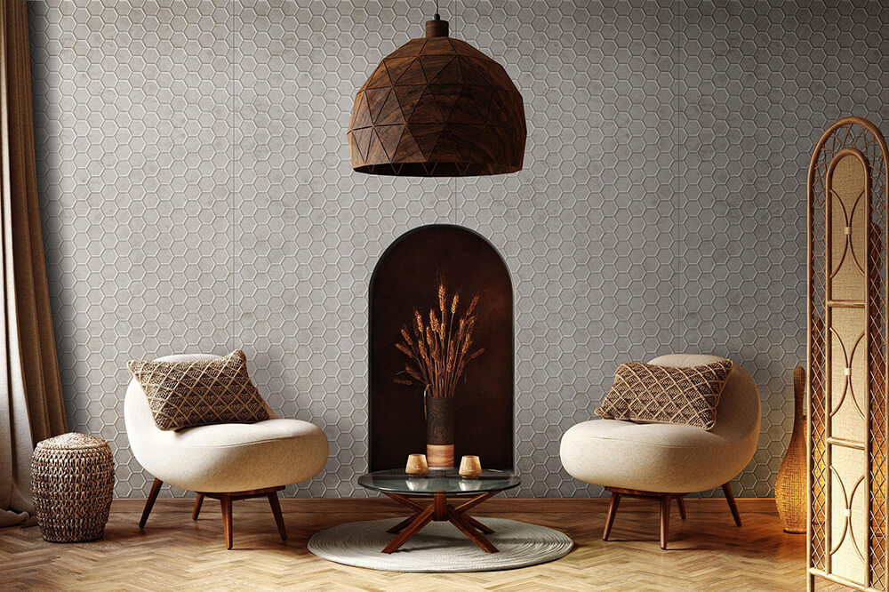 Panel decorativo WallFace nido de abeja aspecto textil 22732 COMB VELVET Pearl Antigrav gris Panel decorativo WallFace nido de abeja aspecto textil 22732 COMB VELVET Pearl Antigrav gris