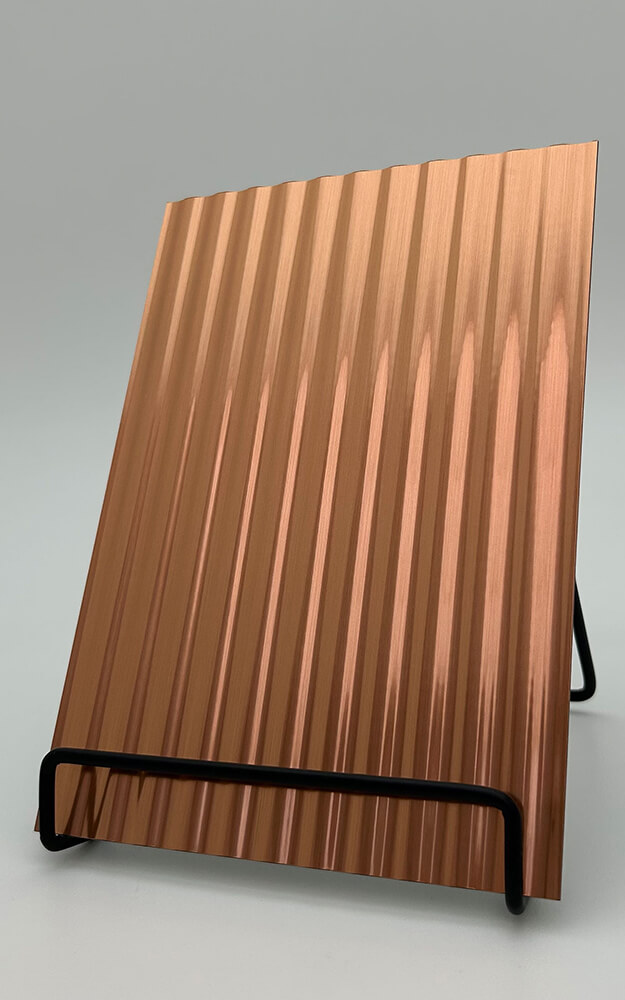 Panneau mural WallFace 3D aspect métal 29204 WAVE 12 Copper brushed AR autoadhésif cuivre bronze Panneau mural WallFace 3D aspect métal 29204 WAVE 12 Copper brushed AR autoadhésif cuivre bronze