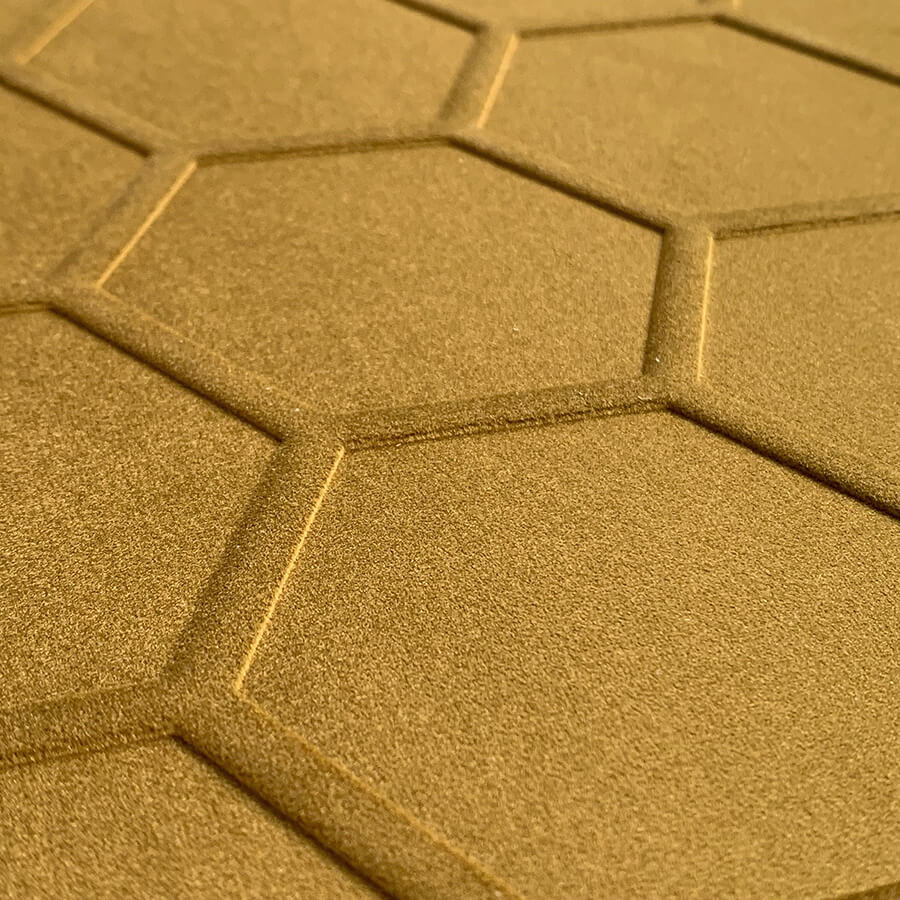 Panneau décoratif WallFace nid d’abeille aspect textile 22711 COMB VELVET Curry auto-adhésif jaune or Panneau décoratif WallFace nid d'abeille aspect textile 22711 COMB VELVET Curry auto-adhésif jaune or