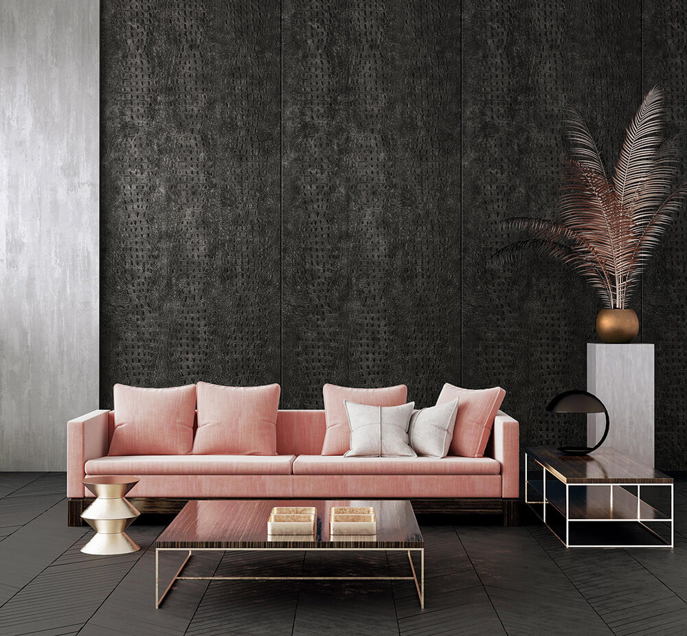 Panneau décoratif WallFace 3D aspect cuir 24964 CROCO CLASSY Black auto-adhésif noir Panneau décoratif WallFace 3D aspect cuir 24964 CROCO CLASSY Black auto-adhésif noir