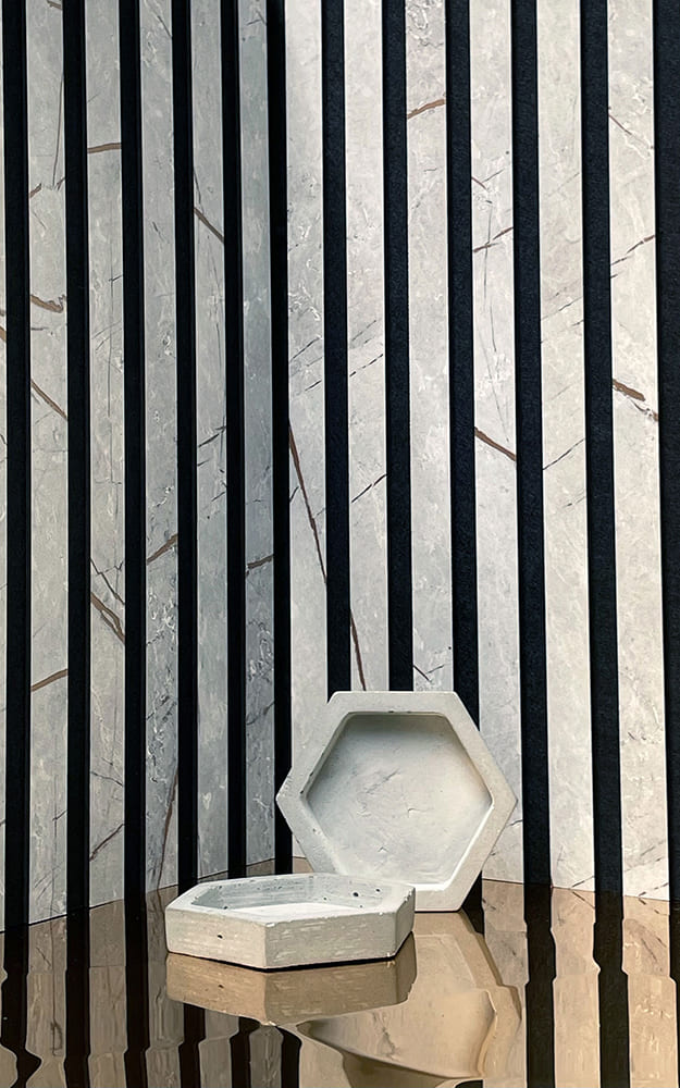 Pannello acustico WallFace 3D a lamelle doghe 30683 LIMESTONE Grey grigio nero Pannello acustico WallFace 3D a lamelle doghe 30683 LIMESTONE Grey grigio nero