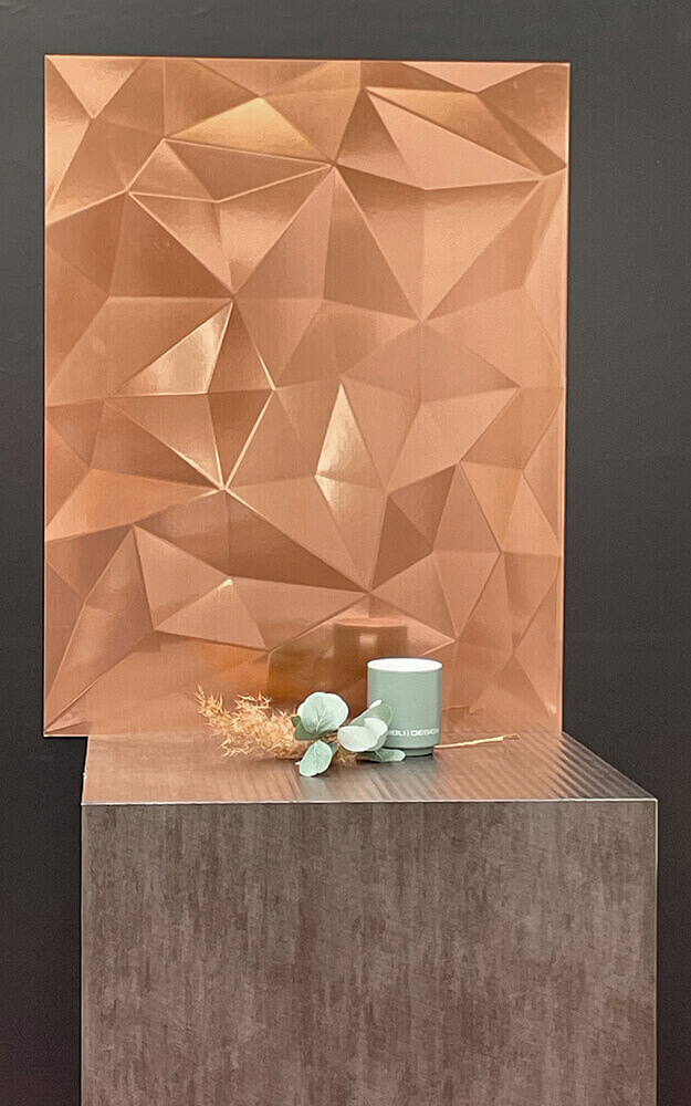 Pannello murale WallFace 3D aspetto metallico 30947 DIAMOND Copper brushed AR autoadesivo rame bronzo Pannello murale WallFace 3D aspetto metallico 30947 DIAMOND Copper brushed AR autoadesivo rame bronzo