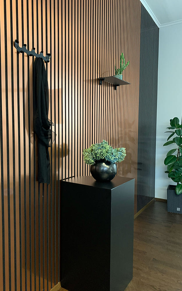 Akustikpaneel WallFace Lamellen Metall Optik 30708 Copper brushed AR kupfer bronze schwarz Akustikpaneel WallFace Lamellen Metall Optik 30708 Copper brushed AR kupfer bronze schwarz
